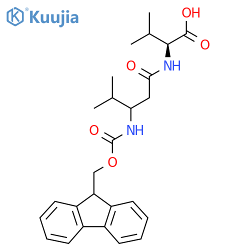 (2S)-2-3-({(9H-fluoren-9-yl)methoxycarbonyl}amino)-4-methylpentanamido-3-methylbutanoic acid structure