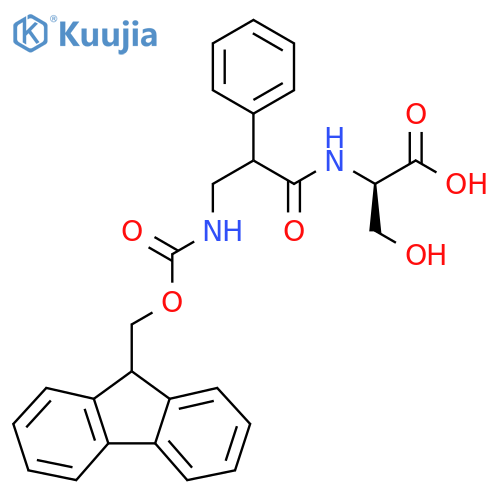 (2R)-2-3-({(9H-fluoren-9-yl)methoxycarbonyl}amino)-2-phenylpropanamido-3-hydroxypropanoic acid structure