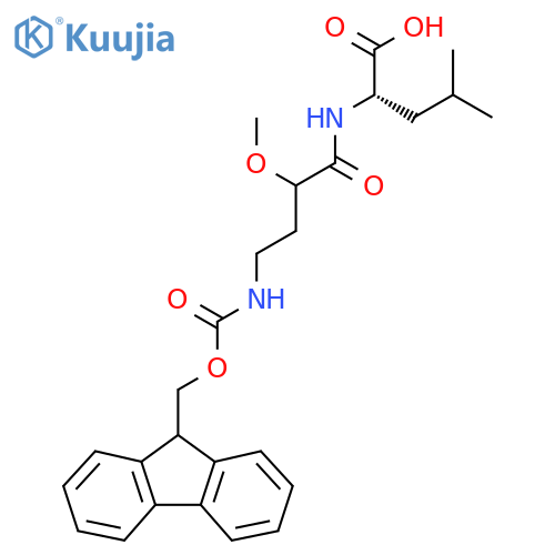 (2S)-2-4-({(9H-fluoren-9-yl)methoxycarbonyl}amino)-2-methoxybutanamido-4-methylpentanoic acid structure