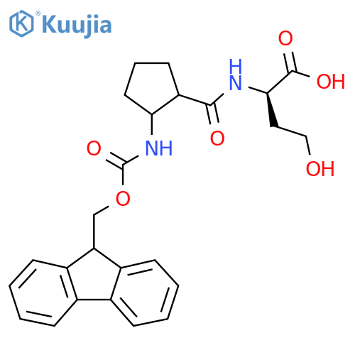 (2R)-2-{2-({(9H-fluoren-9-yl)methoxycarbonyl}amino)cyclopentylformamido}-4-hydroxybutanoic acid structure