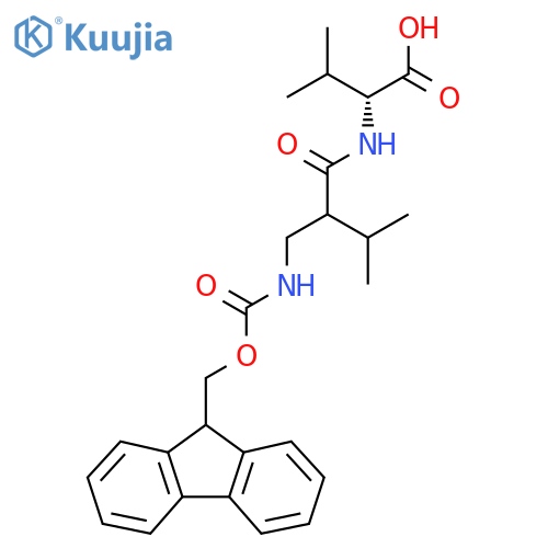 (2R)-2-{2-({(9H-fluoren-9-yl)methoxycarbonyl}amino)methyl-3-methylbutanamido}-3-methylbutanoic acid structure