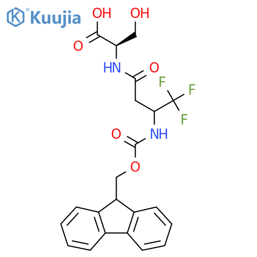 (2R)-2-3-({(9H-fluoren-9-yl)methoxycarbonyl}amino)-4,4,4-trifluorobutanamido-3-hydroxypropanoic acid structure
