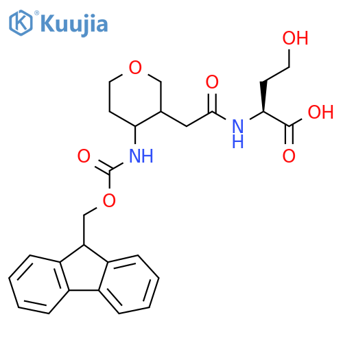 (2S)-2-{2-4-({(9H-fluoren-9-yl)methoxycarbonyl}amino)oxan-3-ylacetamido}-4-hydroxybutanoic acid structure