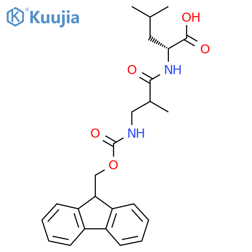 (2R)-2-3-({(9H-fluoren-9-yl)methoxycarbonyl}amino)-2-methylpropanamido-4-methylpentanoic acid structure