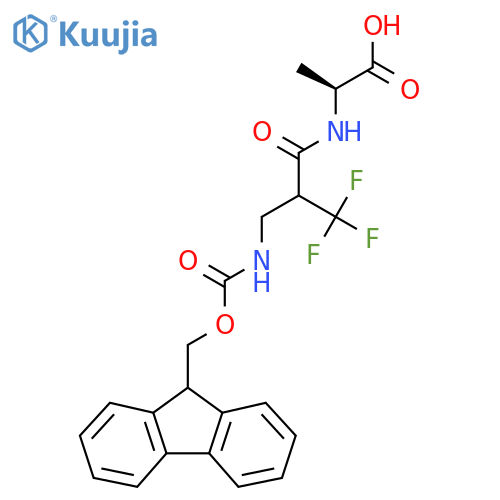 (2S)-2-{2-({(9H-fluoren-9-yl)methoxycarbonyl}amino)methyl-3,3,3-trifluoropropanamido}propanoic acid structure