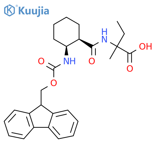 rac-2-{(1R,2S)-2-({(9H-fluoren-9-yl)methoxycarbonyl}amino)cyclohexylformamido}-2-methylbutanoic acid structure