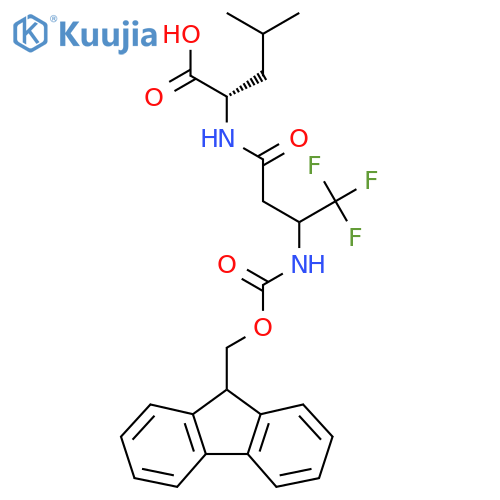 (2S)-2-3-({(9H-fluoren-9-yl)methoxycarbonyl}amino)-4,4,4-trifluorobutanamido-4-methylpentanoic acid structure