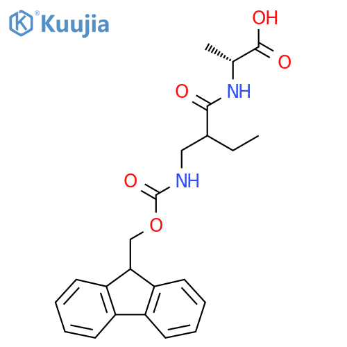 (2R)-2-{2-({(9H-fluoren-9-yl)methoxycarbonyl}amino)methylbutanamido}propanoic acid structure