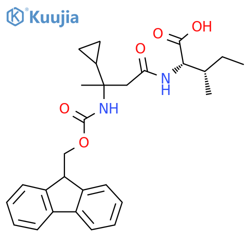(2S,3S)-2-3-cyclopropyl-3-({(9H-fluoren-9-yl)methoxycarbonyl}amino)butanamido-3-methylpentanoic acid structure