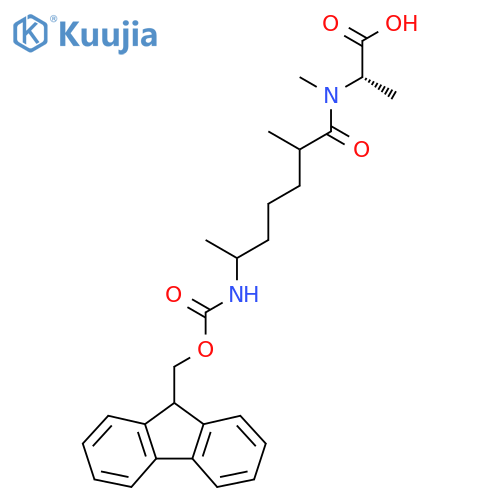 (2S)-2-6-({(9H-fluoren-9-yl)methoxycarbonyl}amino)-N,2-dimethylheptanamidopropanoic acid structure