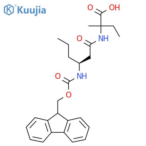 2-(3S)-3-({(9H-fluoren-9-yl)methoxycarbonyl}amino)hexanamido-2-methylbutanoic acid structure