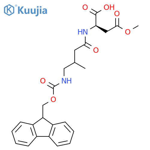 (2R)-2-4-({(9H-fluoren-9-yl)methoxycarbonyl}amino)-3-methylbutanamido-4-methoxy-4-oxobutanoic acid structure