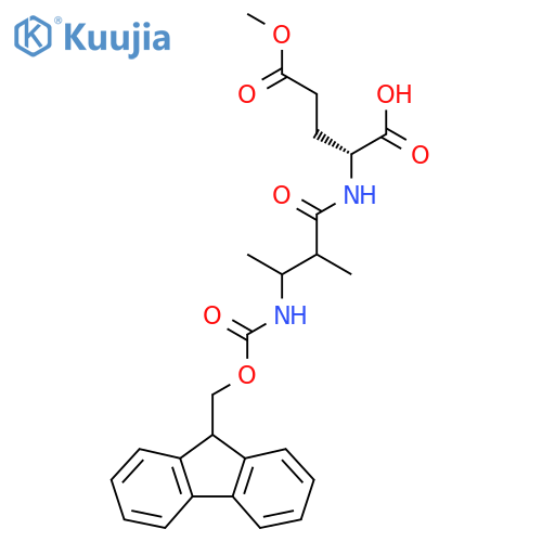 (2R)-2-3-({(9H-fluoren-9-yl)methoxycarbonyl}amino)-2-methylbutanamido-5-methoxy-5-oxopentanoic acid structure