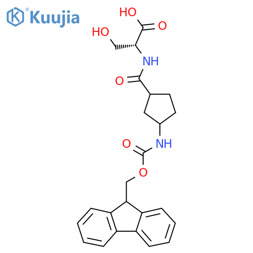 (2R)-2-{3-({(9H-fluoren-9-yl)methoxycarbonyl}amino)cyclopentylformamido}-3-hydroxypropanoic acid structure