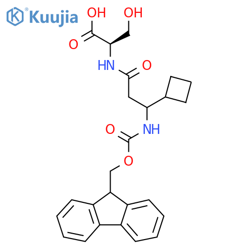 (2R)-2-3-cyclobutyl-3-({(9H-fluoren-9-yl)methoxycarbonyl}amino)propanamido-3-hydroxypropanoic acid structure
