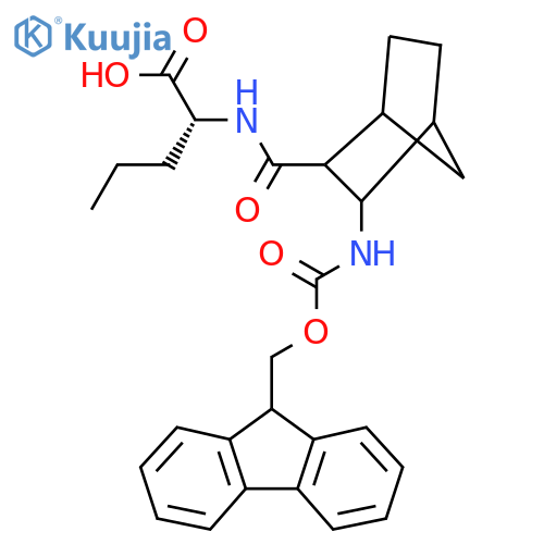 (2R)-2-{3-({(9H-fluoren-9-yl)methoxycarbonyl}amino)bicyclo2.2.1heptan-2-ylformamido}pentanoic acid structure