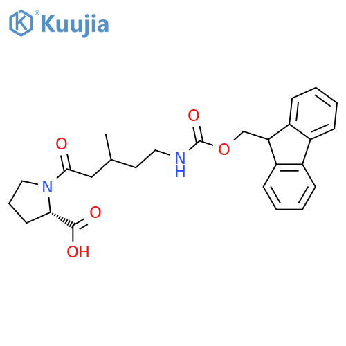 (2S)-1-5-({(9H-fluoren-9-yl)methoxycarbonyl}amino)-3-methylpentanoylpyrrolidine-2-carboxylic acid structure