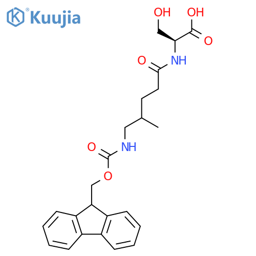 (2S)-2-5-({(9H-fluoren-9-yl)methoxycarbonyl}amino)-4-methylpentanamido-3-hydroxypropanoic acid structure