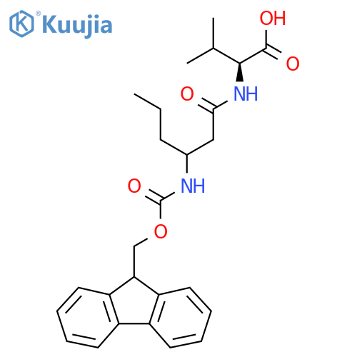(2S)-2-3-({(9H-fluoren-9-yl)methoxycarbonyl}amino)hexanamido-3-methylbutanoic acid structure