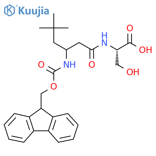 (2S)-2-3-({(9H-fluoren-9-yl)methoxycarbonyl}amino)-5,5-dimethylhexanamido-3-hydroxypropanoic acid structure