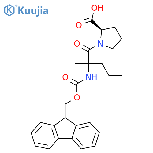 (2R)-1-2-({(9H-fluoren-9-yl)methoxycarbonyl}amino)-2-methylpentanoylpyrrolidine-2-carboxylic acid structure