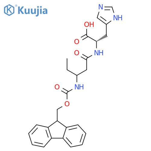(2S)-2-3-({(9H-fluoren-9-yl)methoxycarbonyl}amino)pentanamido-3-(1H-imidazol-4-yl)propanoic acid structure