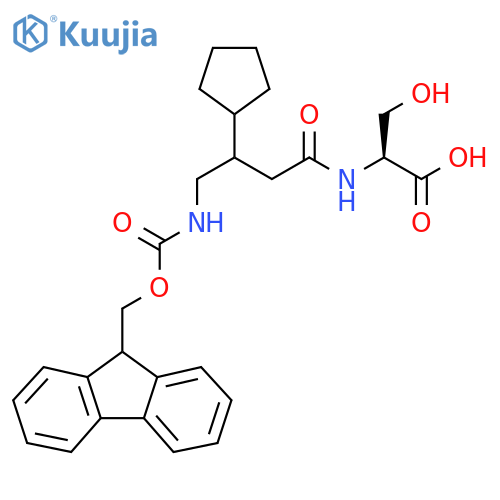 (2S)-2-3-cyclopentyl-4-({(9H-fluoren-9-yl)methoxycarbonyl}amino)butanamido-3-hydroxypropanoic acid structure