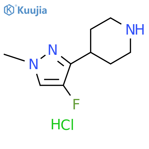 4-(4-fluoro-1-methyl-1H-pyrazol-3-yl)piperidine hydrochloride structure