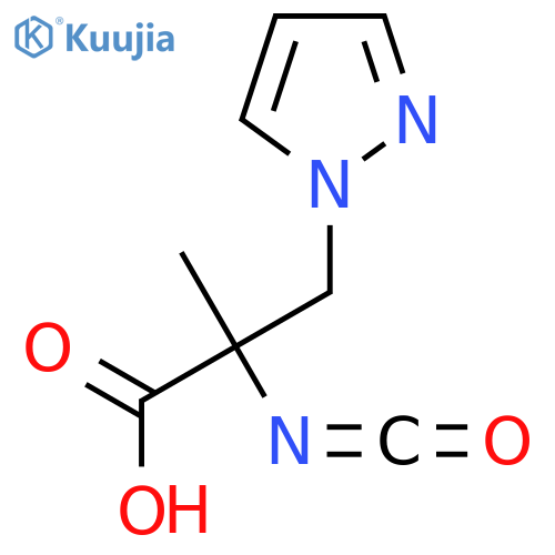 2-isocyanato-2-methyl-3-(1H-pyrazol-1-yl)propanoic acid structure