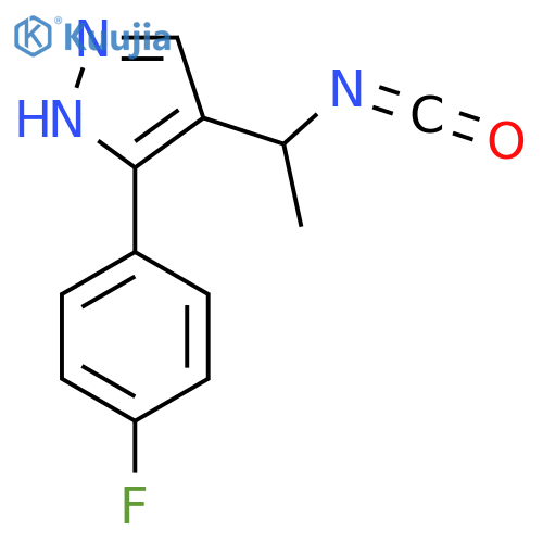 3-(4-fluorophenyl)-4-(1-isocyanatoethyl)-1H-pyrazole structure