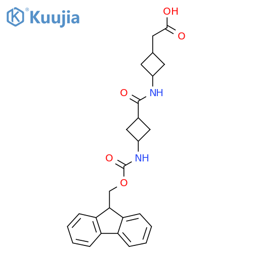 2-{3-(1r,3r)-3-({(9H-fluoren-9-yl)methoxycarbonyl}amino)cyclobutaneamidocyclobutyl}acetic acid structure