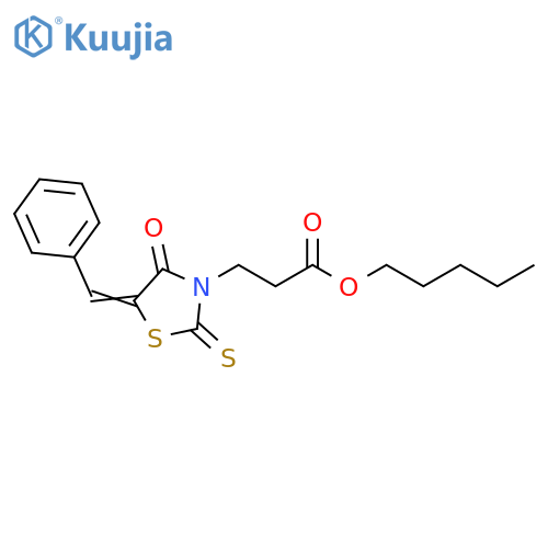 pentyl 3-(5Z)-4-oxo-5-(phenylmethylidene)-2-sulfanylidene-1,3-thiazolidin-3-ylpropanoate structure