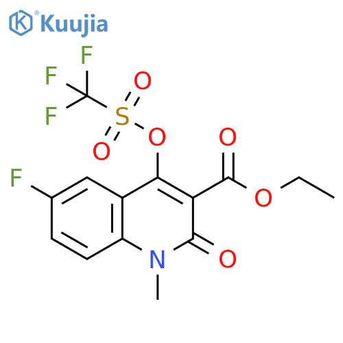 ethyl 6-fluoro-1-methyl-2-oxo-4-(trifluoromethylsulfonyloxy)quinoline-3-carboxylate structure