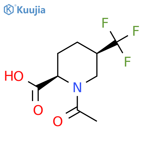 rac-(2R,5R)-1-acetyl-5-(trifluoromethyl)piperidine-2-carboxylic acid structure