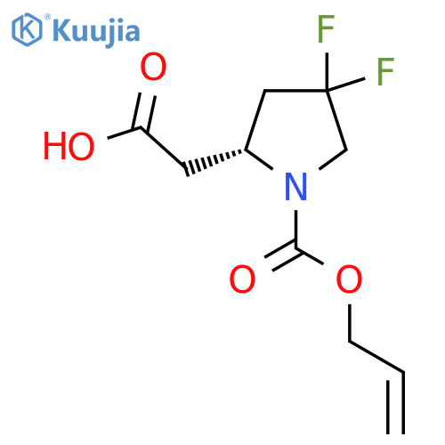 2-[(2R)-4,4-difluoro-1-[(prop-2-en-1-yloxy)carbonyl]pyrrolidin-2-yl]acetic acid structure