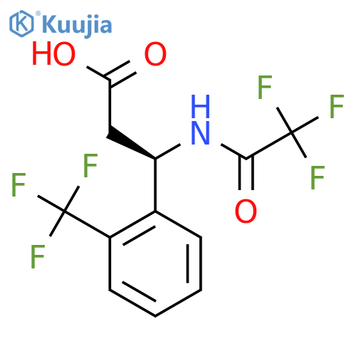 (3R)-3-(2,2,2-trifluoroacetamido)-3-2-(trifluoromethyl)phenylpropanoic acid structure