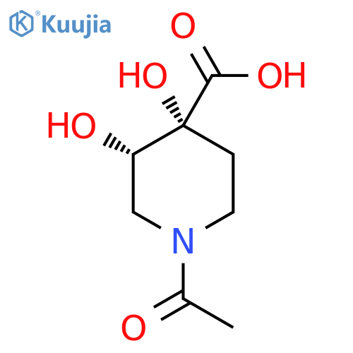 rac-(3R,4S)-1-acetyl-3,4-dihydroxypiperidine-4-carboxylic acid structure