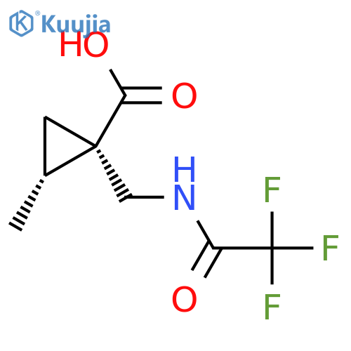 rac-(1R,2R)-2-methyl-1-[(trifluoroacetamido)methyl]cyclopropane-1-carboxylic acid structure