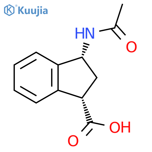 rac-(1R,3S)-3-acetamido-2,3-dihydro-1H-indene-1-carboxylic acid structure