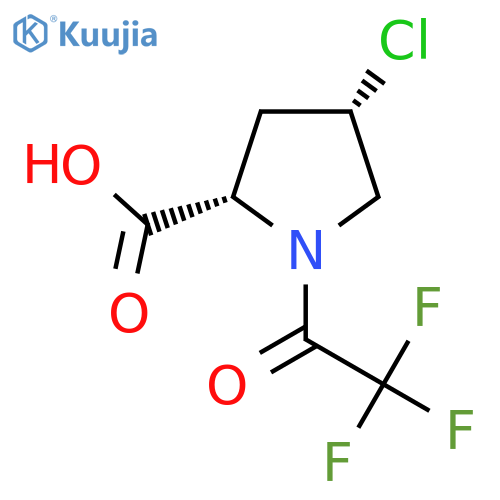 rac-(2R,4R)-4-chloro-1-(2,2,2-trifluoroacetyl)pyrrolidine-2-carboxylic acid structure