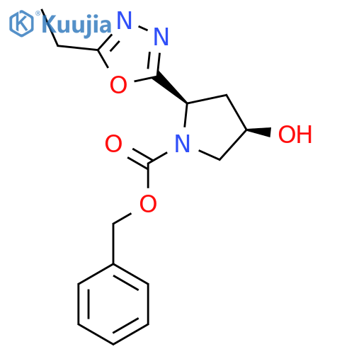 benzyl (2R,4R)-2-(5-ethyl-1,3,4-oxadiazol-2-yl)-4-hydroxypyrrolidine-1-carboxylate structure