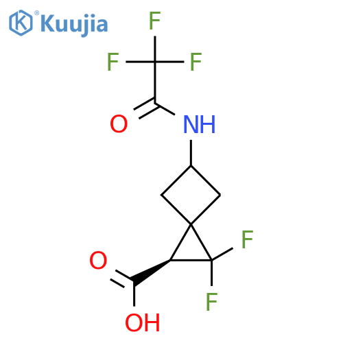 rac-(1R,3r)-2,2-difluoro-5-(2,2,2-trifluoroacetamido)spiro[2.3]hexane-1-carboxylic acid structure