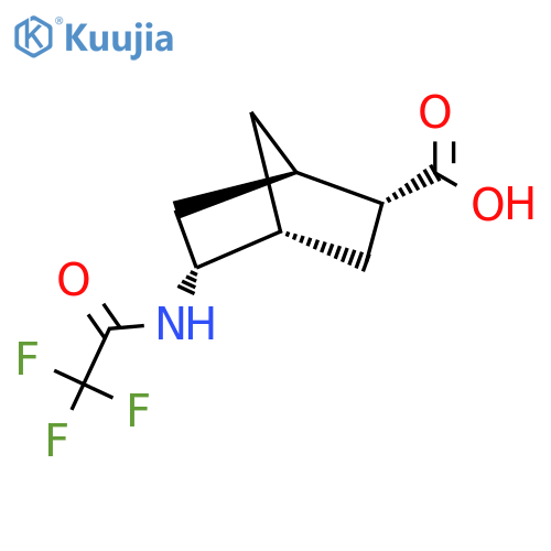 rac-(1R,2R,4R,5R)-5-(2,2,2-trifluoroacetamido)bicyclo[2.2.1]heptane-2-carboxylic acid structure