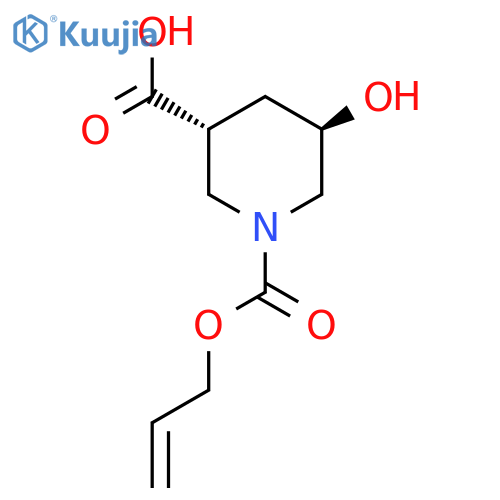 rac-(3R,5R)-5-hydroxy-1-[(prop-2-en-1-yloxy)carbonyl]piperidine-3-carboxylic acid structure