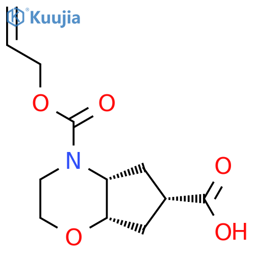 rac-(4aR,6S,7aS)-4-(prop-2-en-1-yloxy)carbonyl-octahydrocyclopentab1,4oxazine-6-carboxylic acid structure