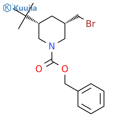 rac-benzyl (3R,5R)-3-(bromomethyl)-5-tert-butylpiperidine-1-carboxylate structure
