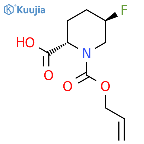 rac-(2R,5S)-5-fluoro-1-(prop-2-en-1-yloxy)carbonylpiperidine-2-carboxylic acid structure