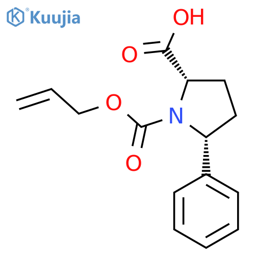 (2S,5R)-5-phenyl-1-[(prop-2-en-1-yloxy)carbonyl]pyrrolidine-2-carboxylic acid structure