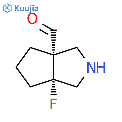 rac-(3aR,6aS)-6a-fluoro-octahydrocyclopentacpyrrole-3a-carbaldehyde structure
