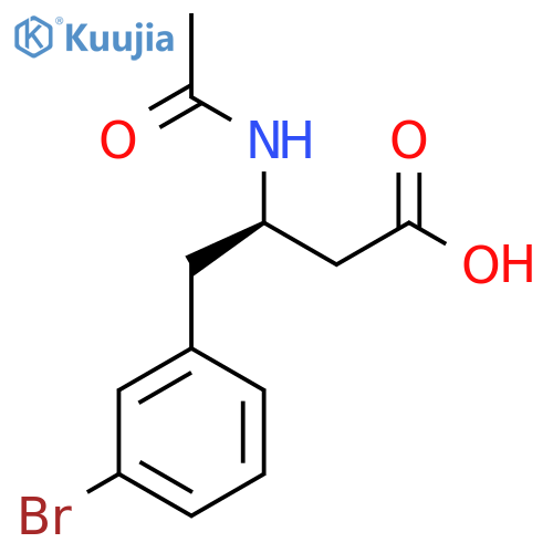 (3R)-4-(3-bromophenyl)-3-acetamidobutanoic acid structure